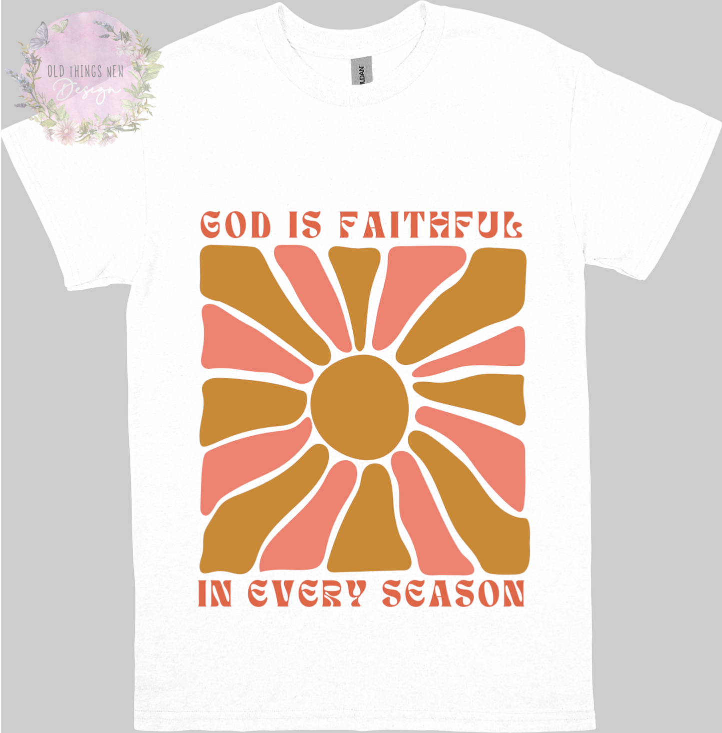 God Is Faithful In Every Season (Pink/khaki) Adults T-Shirt