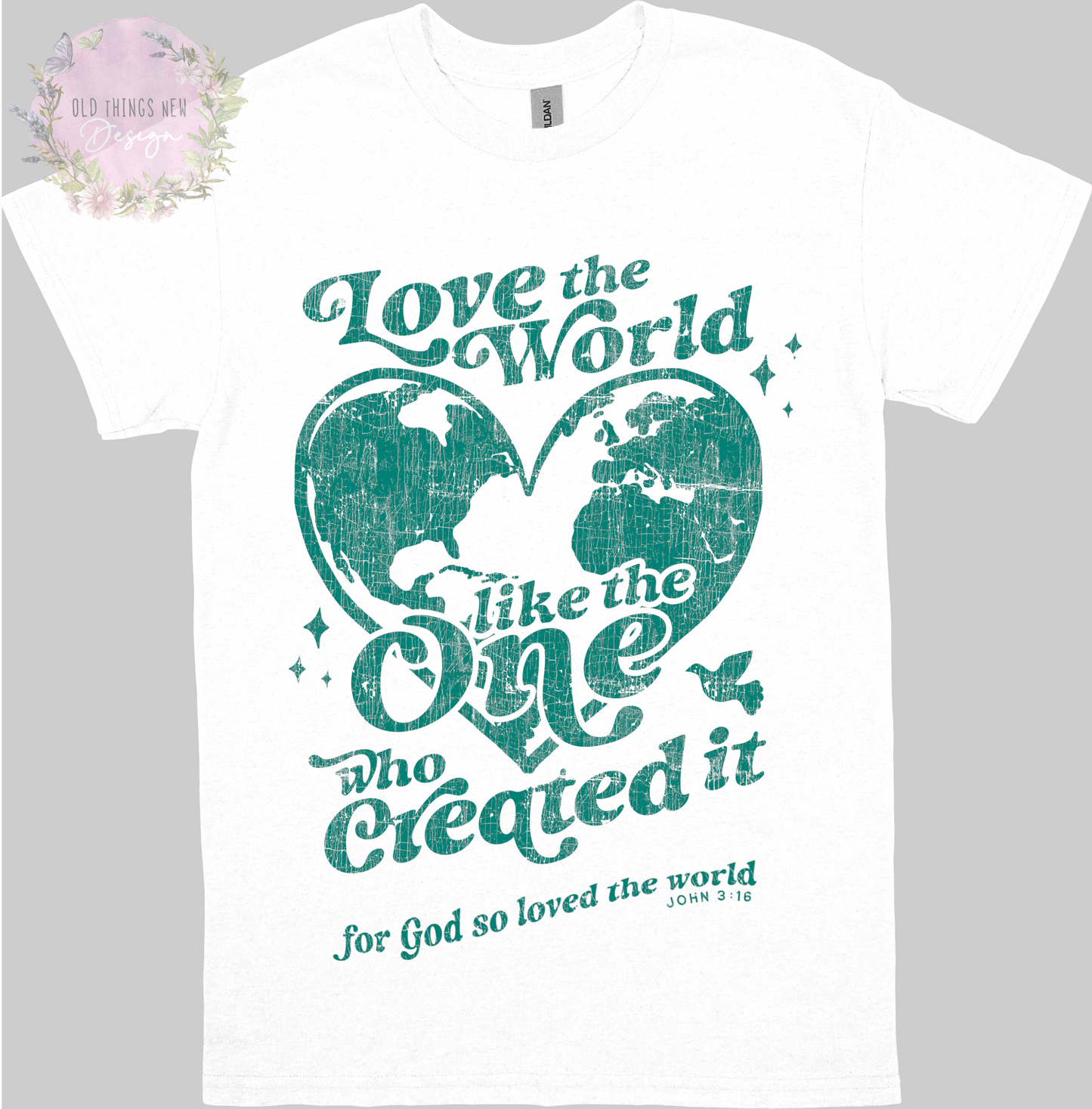 Love The World (Green) Adults T-Shirt