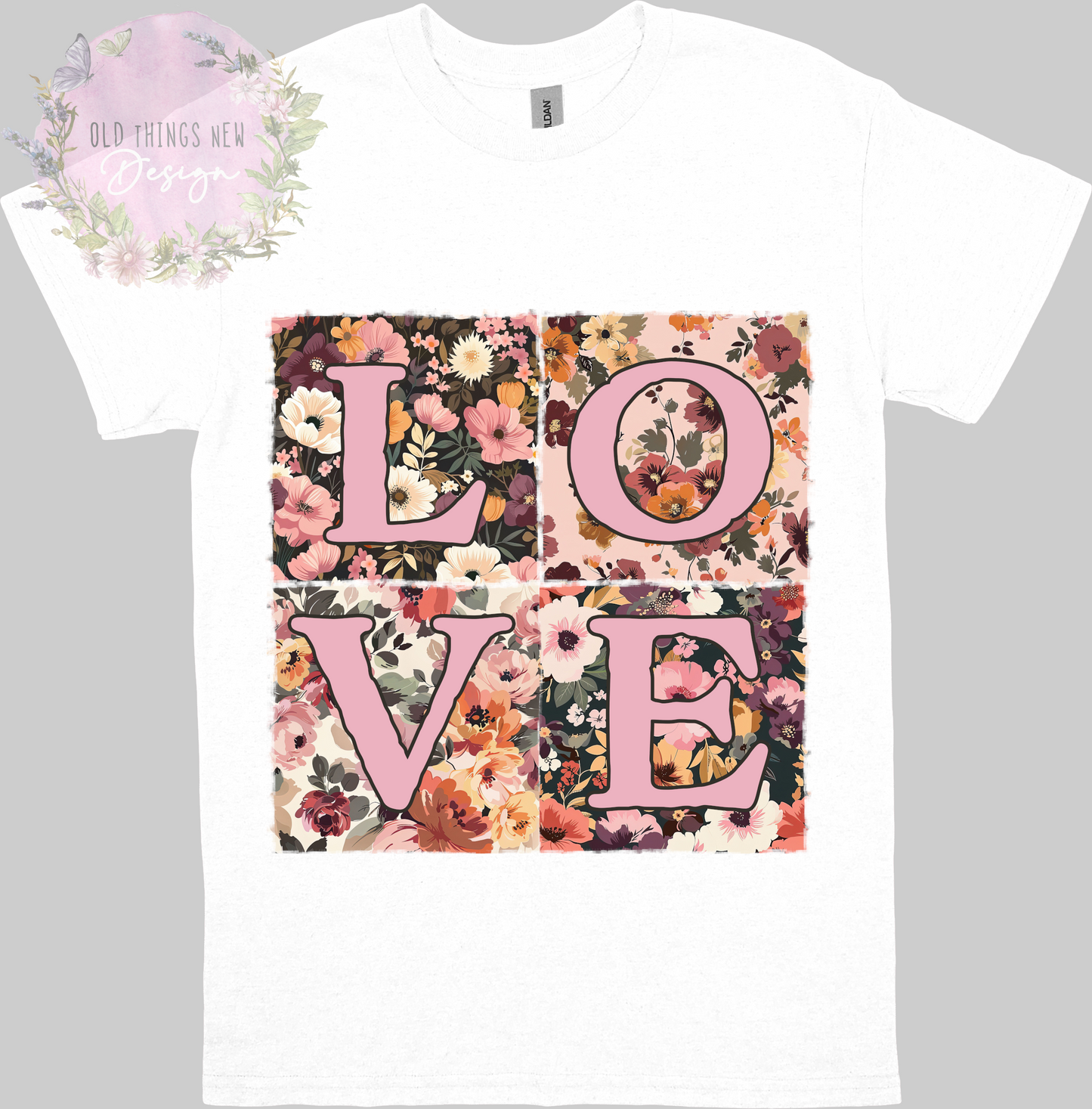 LOVE Floral Patchwork T-Shirt Kids (Pink)