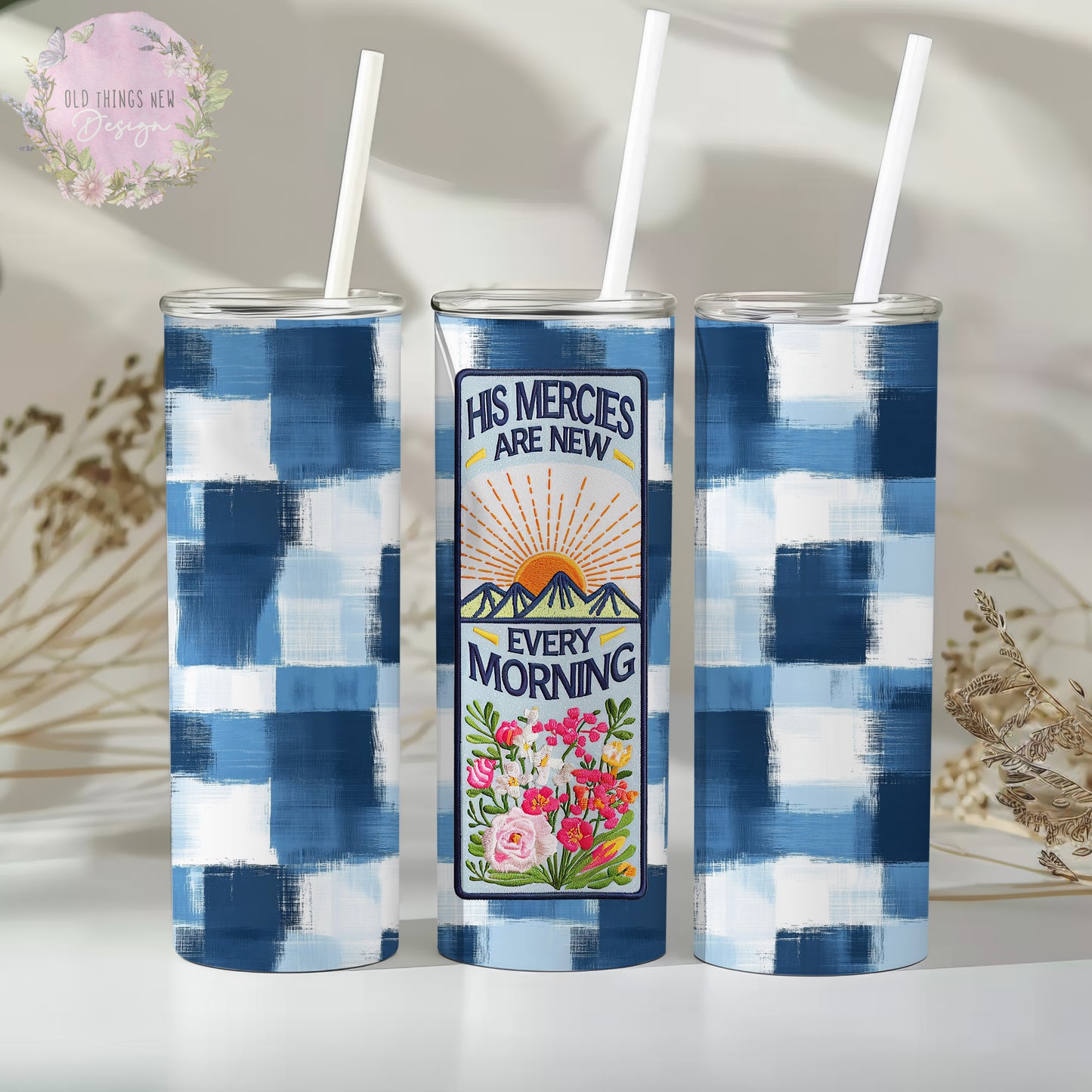 His Mercies Are New Every Morning Blue 20z Tumbler