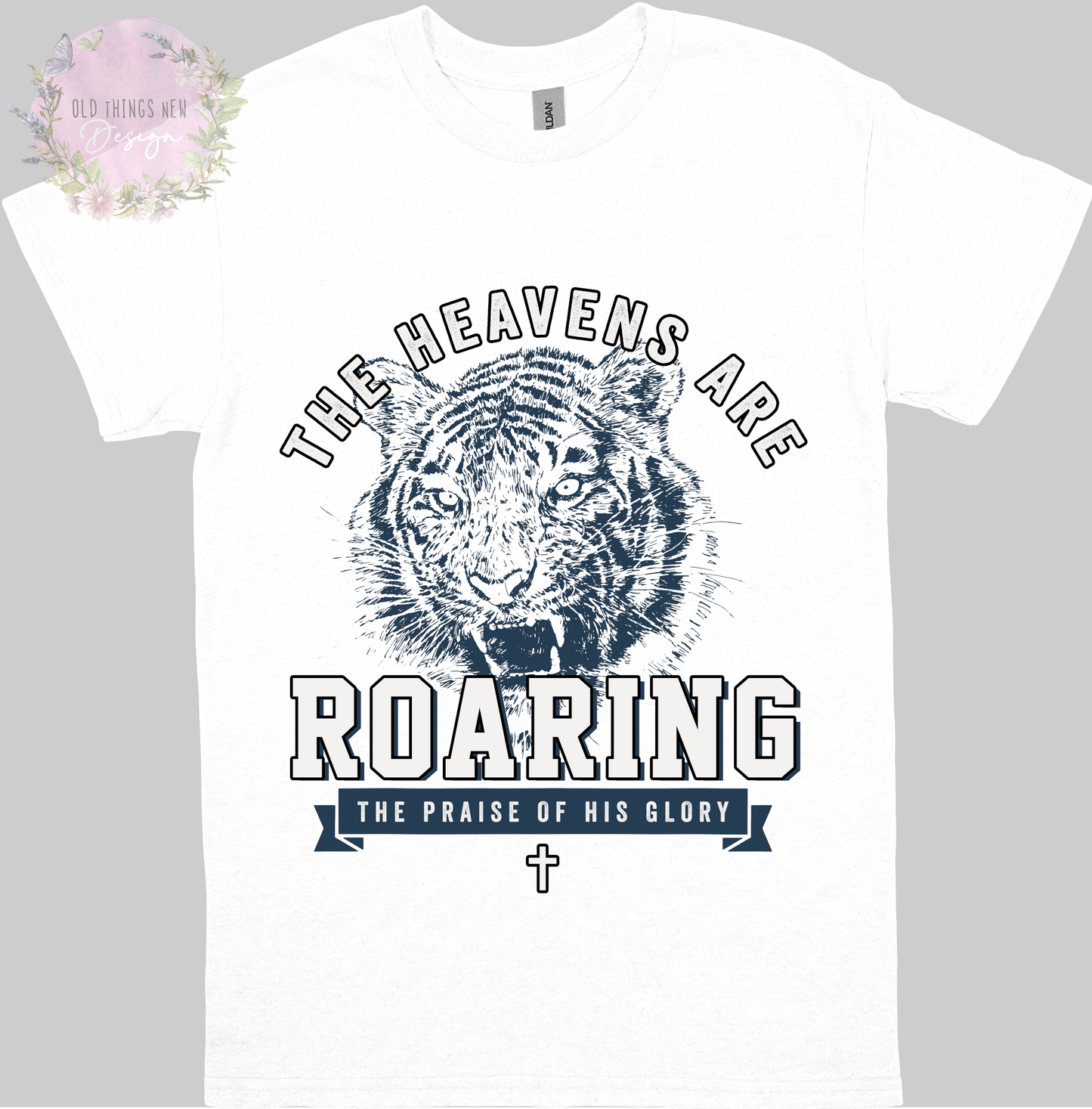 The Heavens Are Roaring Tiger (White) Adults T-Shirt