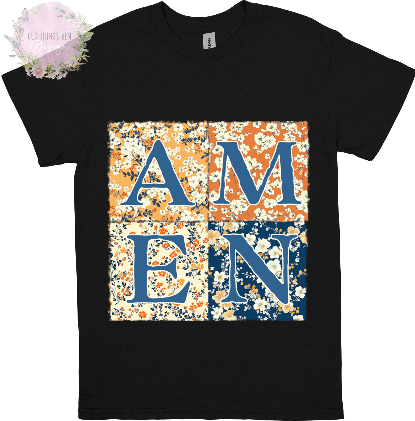 Amen Floral Patchwork Adults T-Shirt