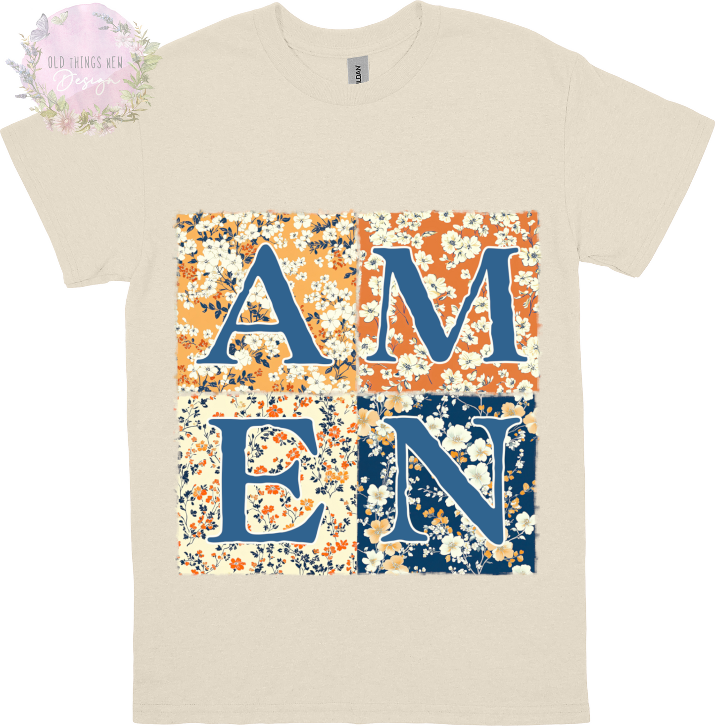 Amen Floral Patchwork Adults T-Shirt