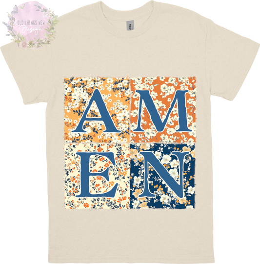 Amen Floral Patchwork Adults T-Shirt