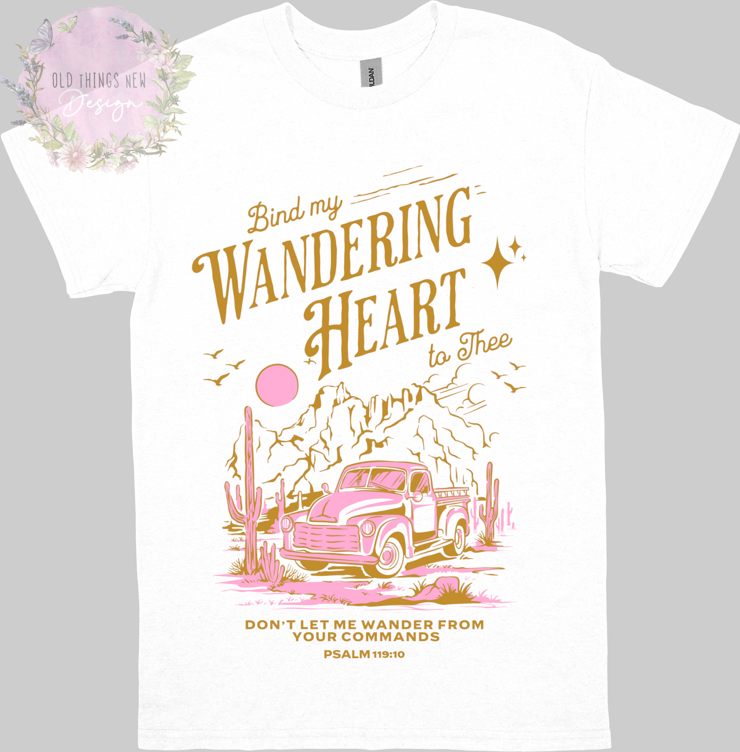 Bind My Wondering Heart Gold/Pink Adults T-Shirt