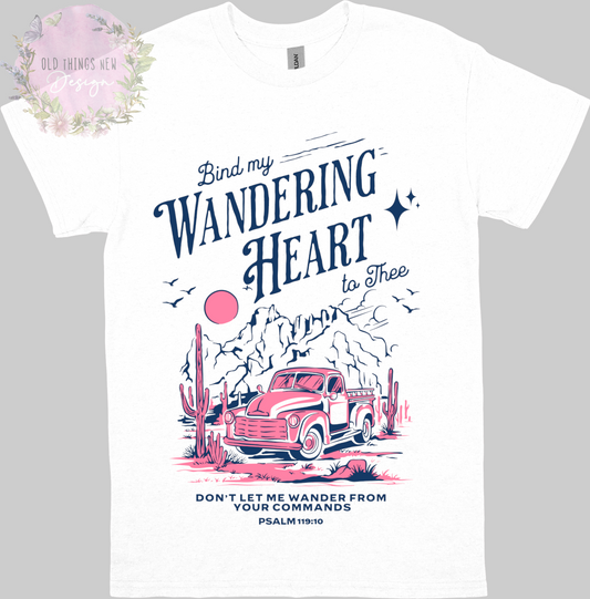 Bind My Wondering Heart Navy/Pink Adults T-Shirt