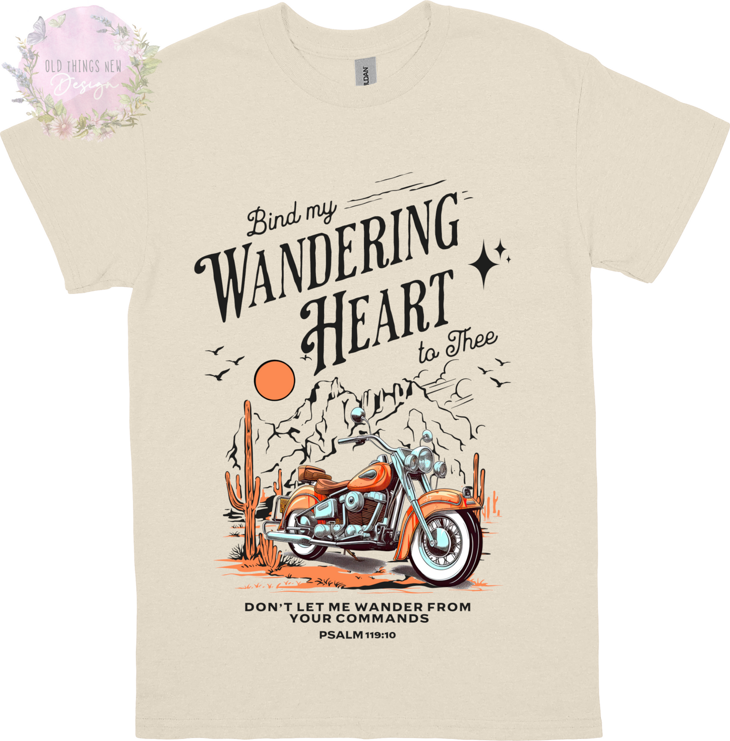 Bind My Wondering Heart Orange Motorcycle(Dark) Adults T-Shirt