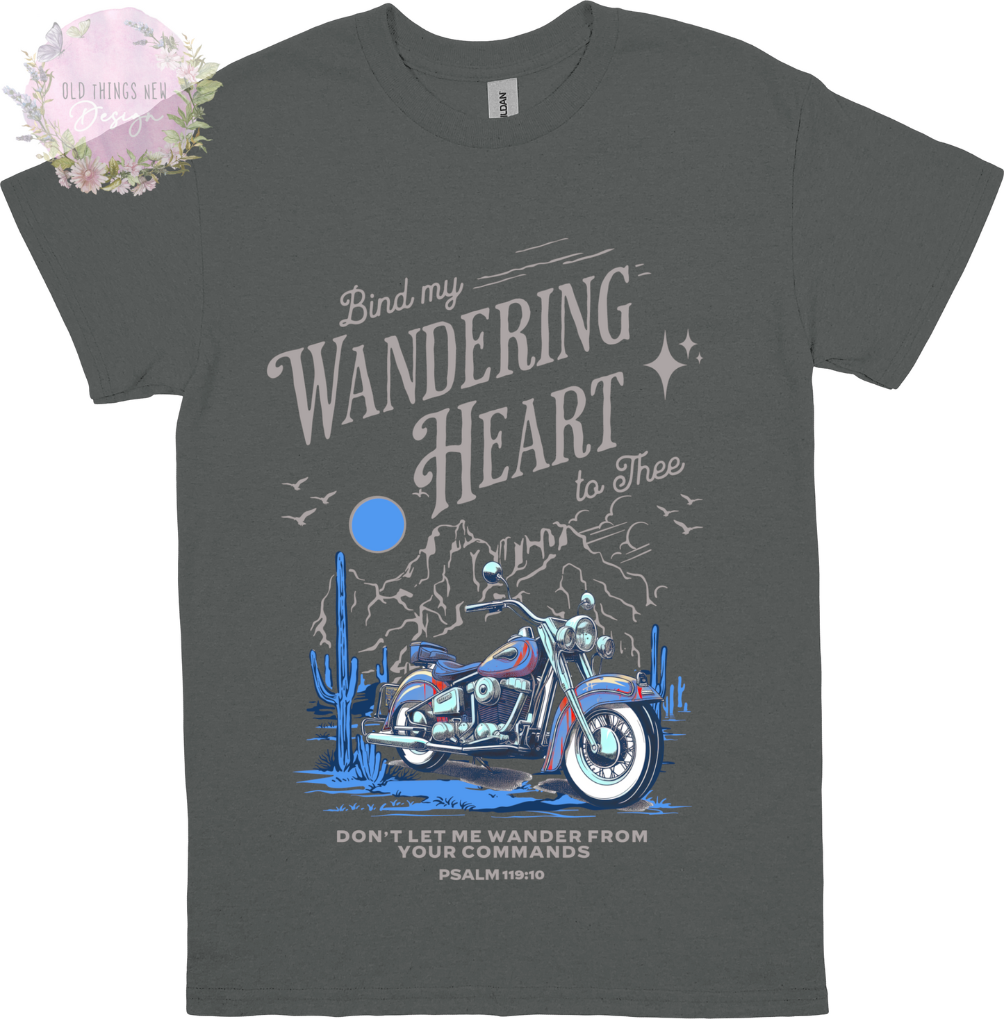 Bind My Wondering Heart Blue Motorcycle Adults T-Shirt