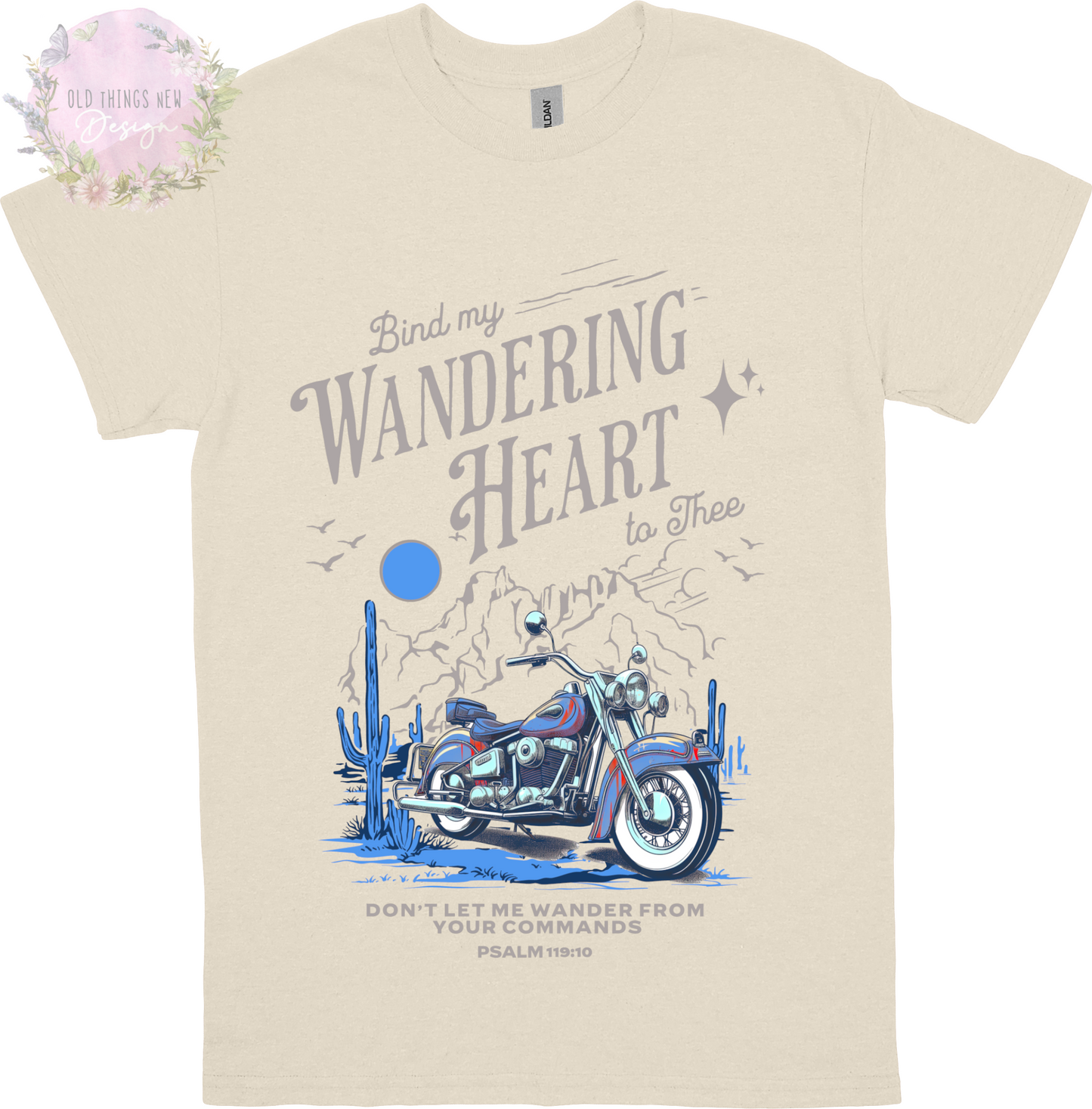 Bind My Wondering Heart Blue Motorcycle Adults T-Shirt