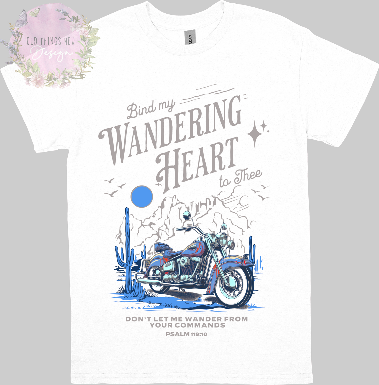 Bind My Wondering Heart Blue Motorcycle Adults T-Shirt