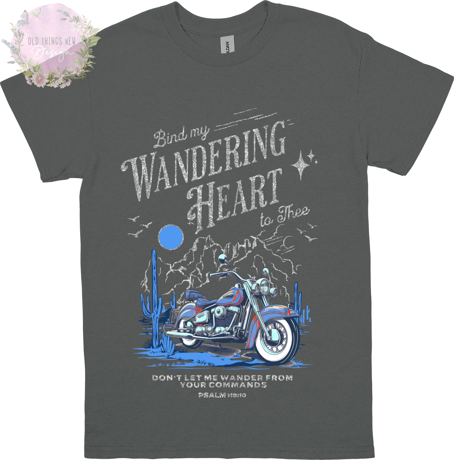 Bind My Wondering Heart Blue Motorcycle Adults T-Shirt