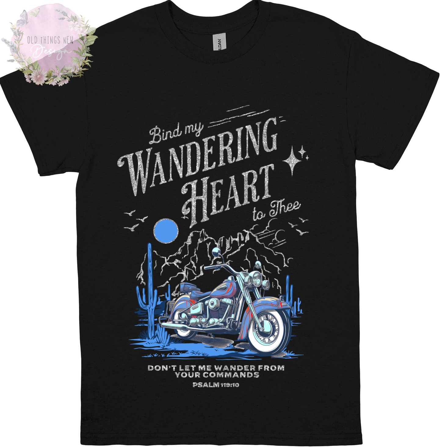 Bind My Wondering Heart Blue Motorcycle Adults T-Shirt