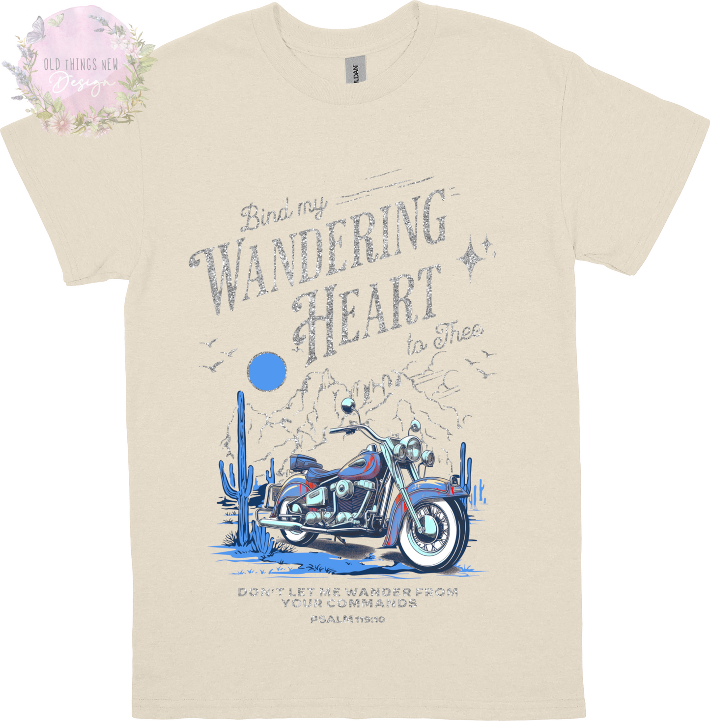 Bind My Wondering Heart Blue Motorcycle Adults T-Shirt