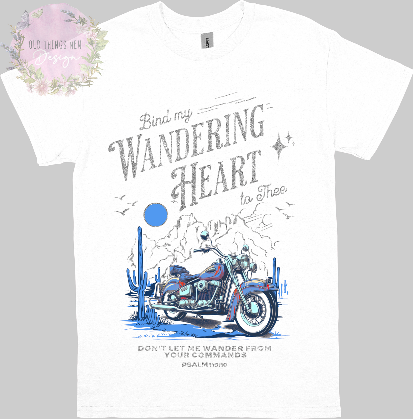 Bind My Wondering Heart Blue Motorcycle Adults T-Shirt