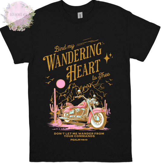 Bind My Wondering Heart Pink/Gold Motorcycle Adults T-Shirt