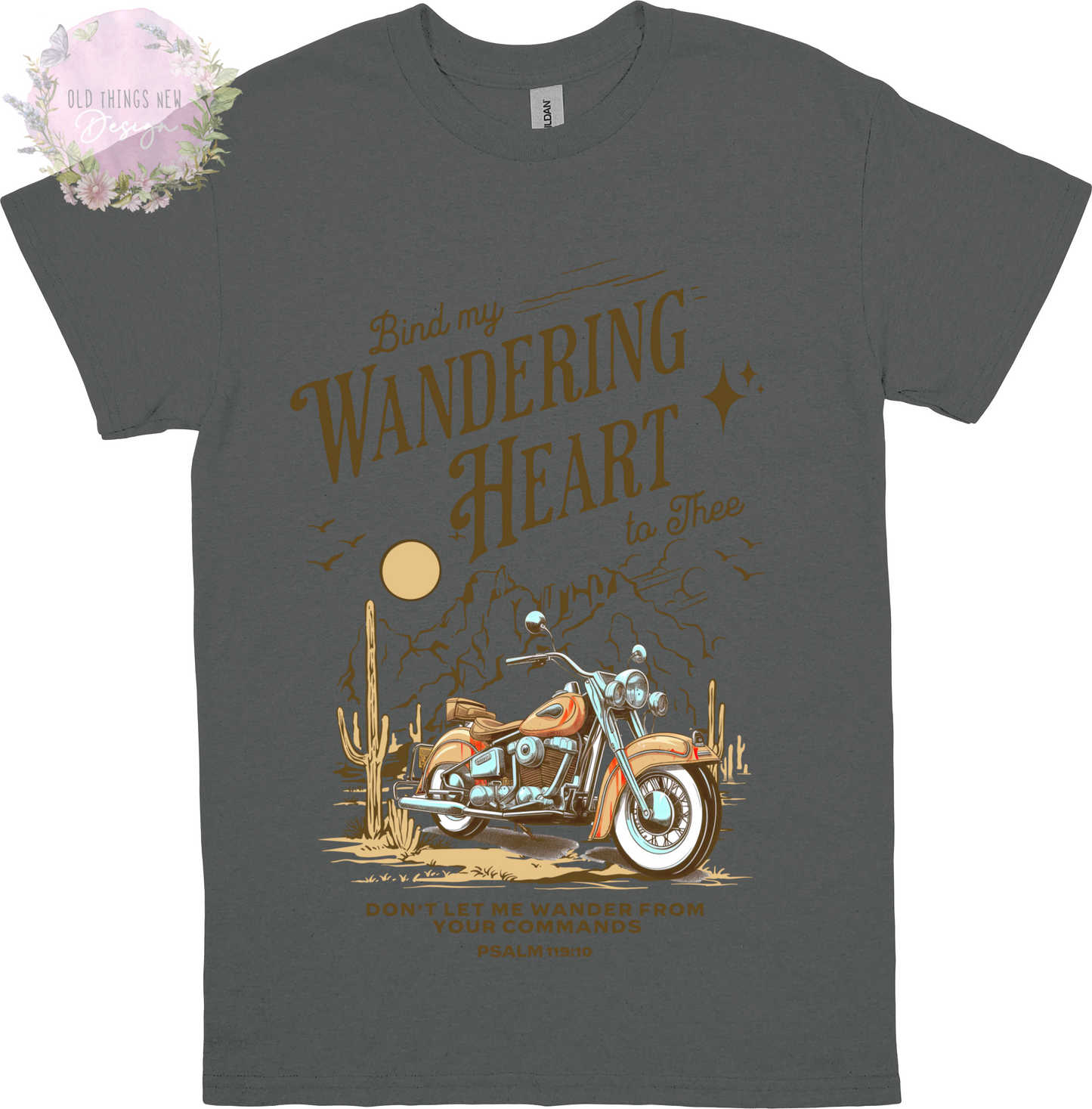 Bind My Wondering Heart Mustard Motorcycle Adults T-Shirt