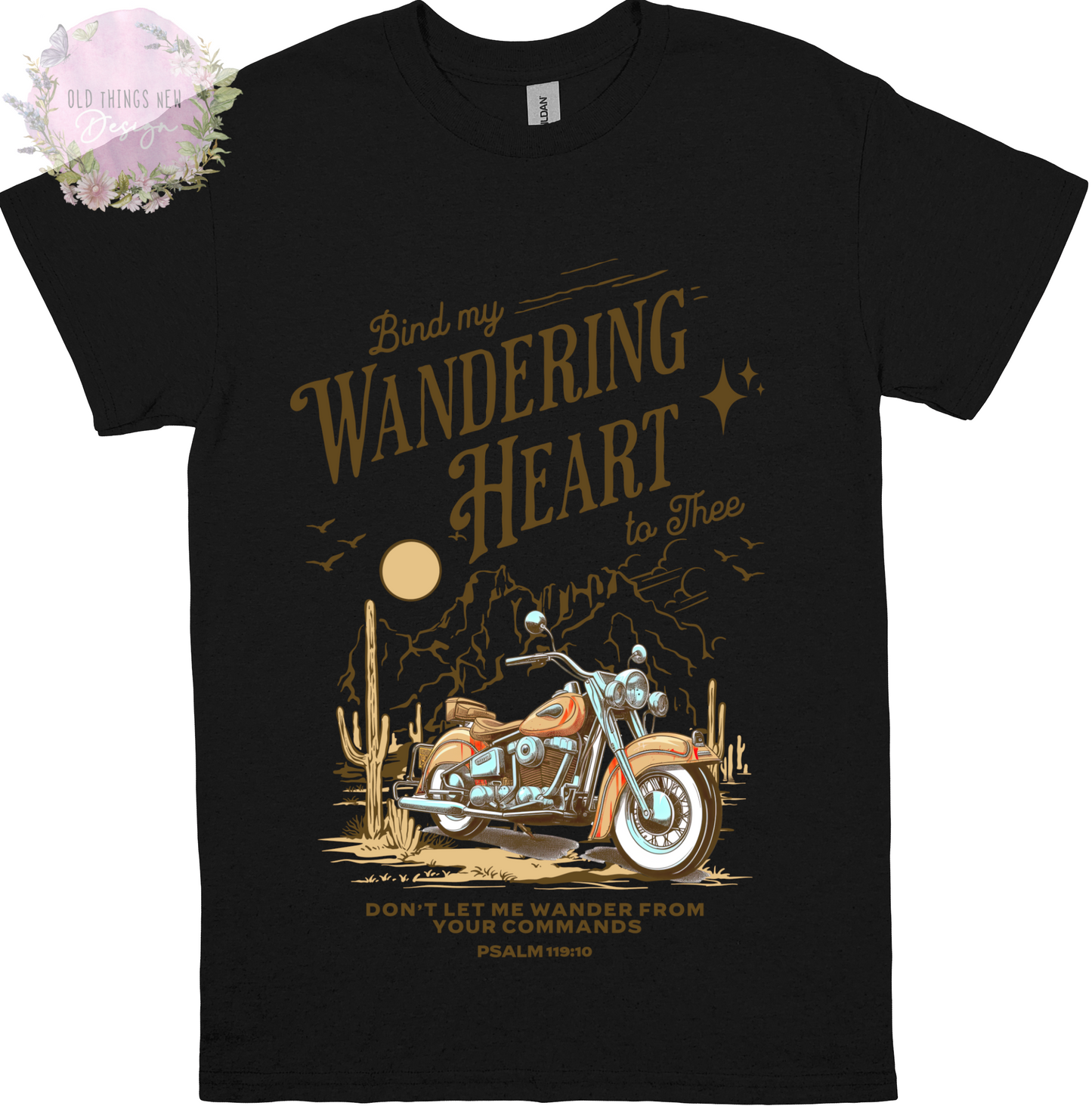 Bind My Wondering Heart Mustard Motorcycle Adults T-Shirt