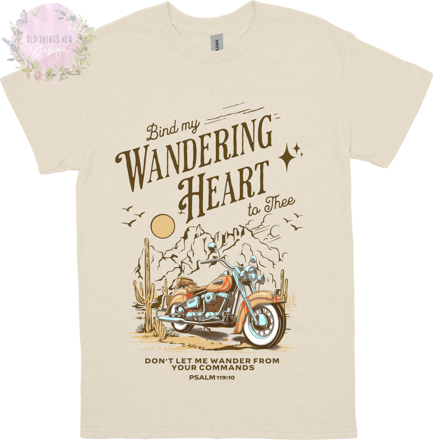 Bind My Wondering Heart Mustard Motorcycle Adults T-Shirt