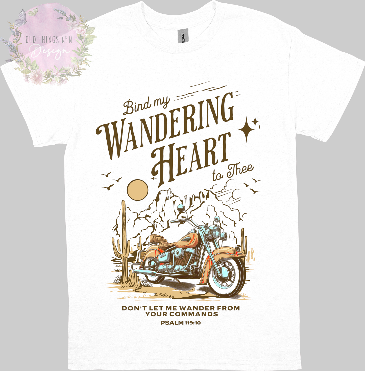 Bind My Wondering Heart Mustard Motorcycle Adults T-Shirt