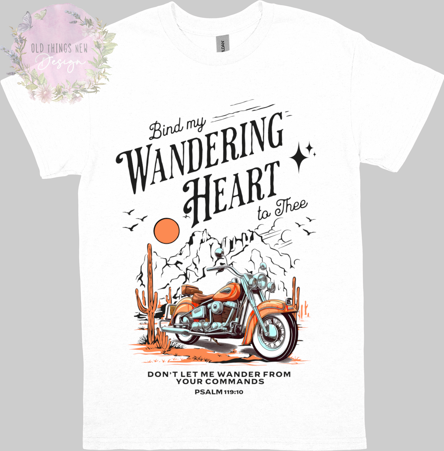 Bind My Wondering Heart Orange Motorcycle(Dark) Adults T-Shirt