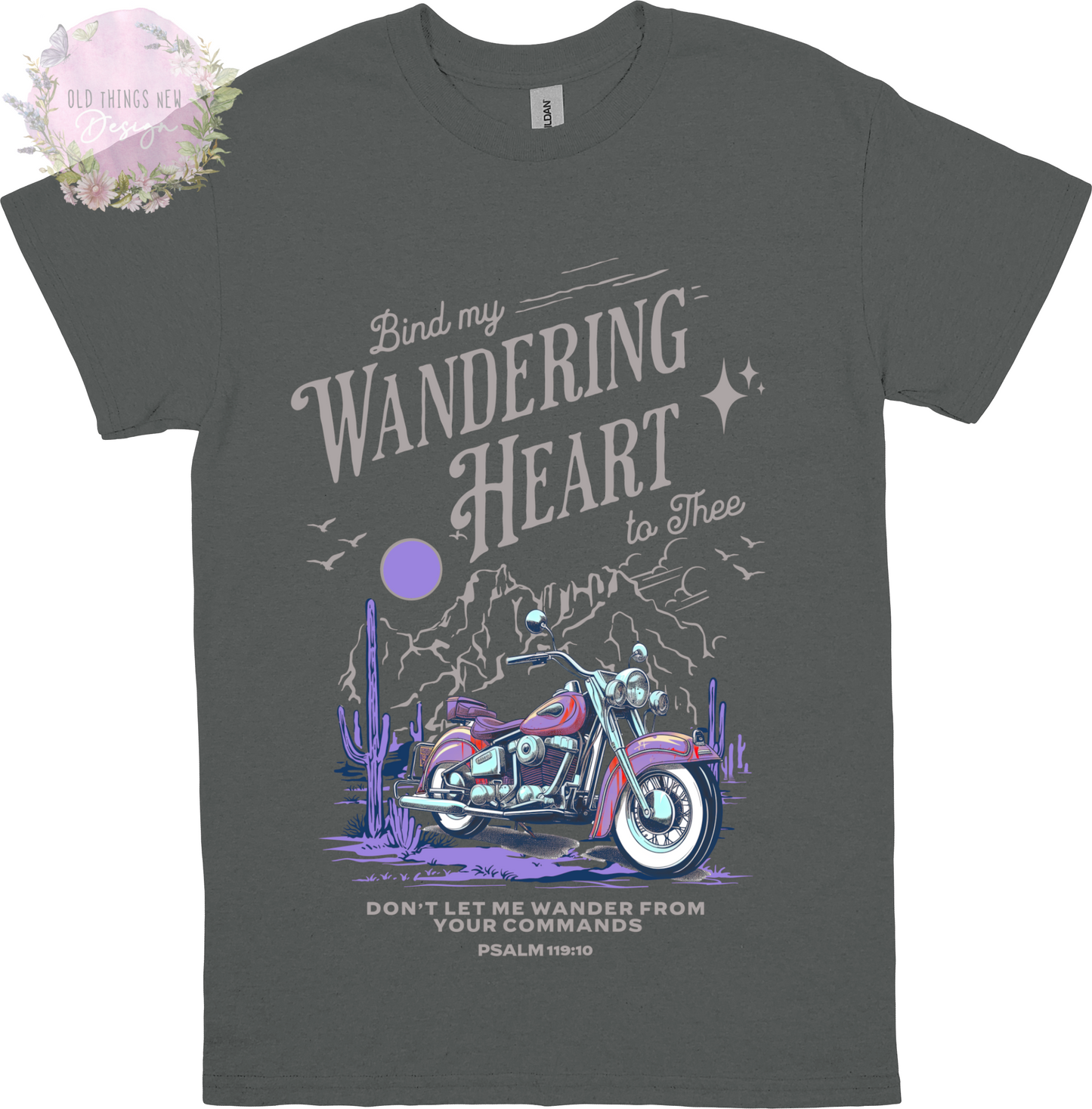 Bind My Wondering Heart Purple Motorcycle Adults T-Shirt