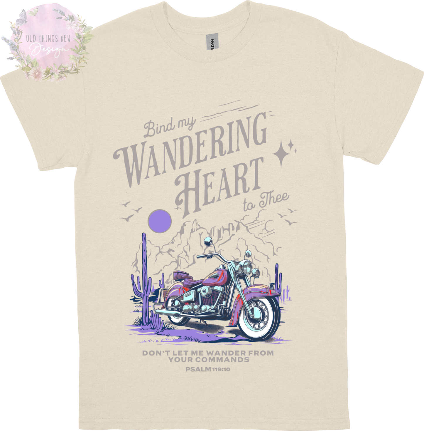 Bind My Wondering Heart Purple Motorcycle Adults T-Shirt