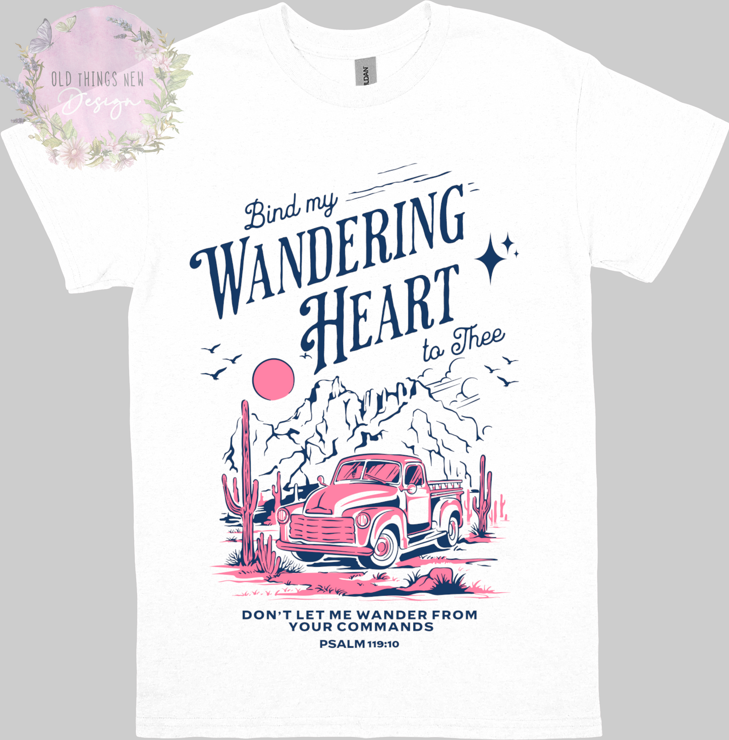 Bind My Wondering Heart Navy/Pink Kids T-Shirt