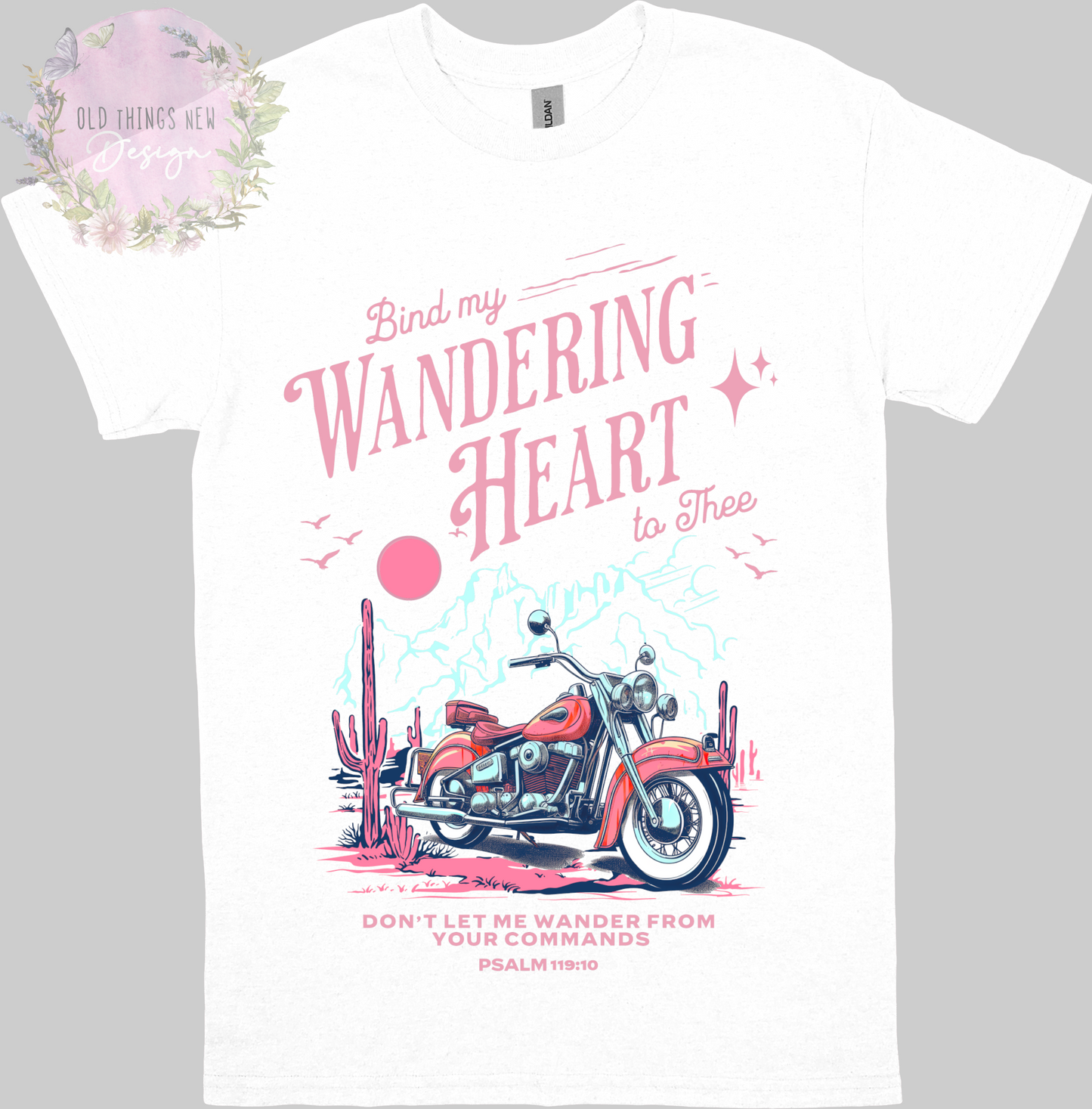 Bind My Wondering Heart Pink Turquoise Motorcycle Kids T-Shirt