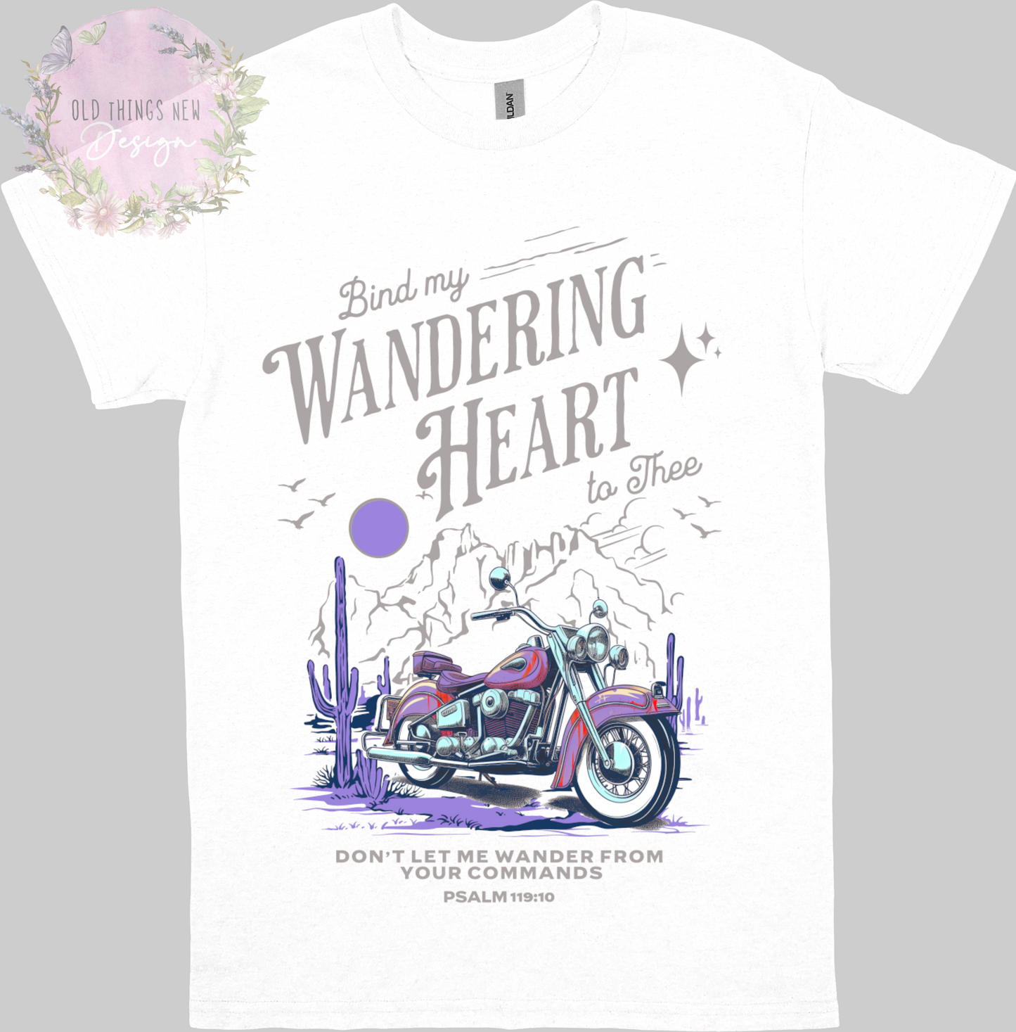 Bind My Wondering Heart Purple Motorcycle Kids T-Shirt