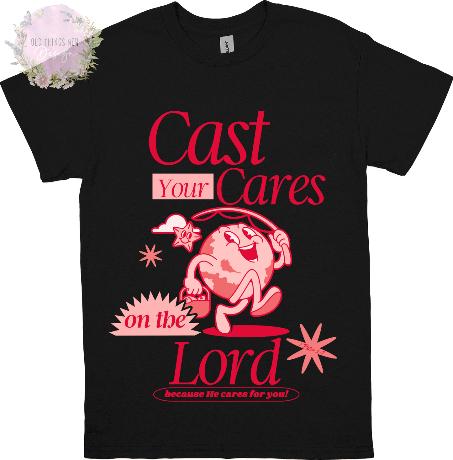 Cast Your Cares (Red) Adults T-Shirt