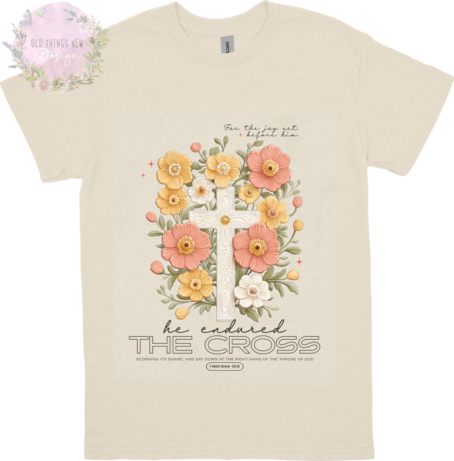 For The Joy Set Before Him (Dark Text) Adults T-Shirt