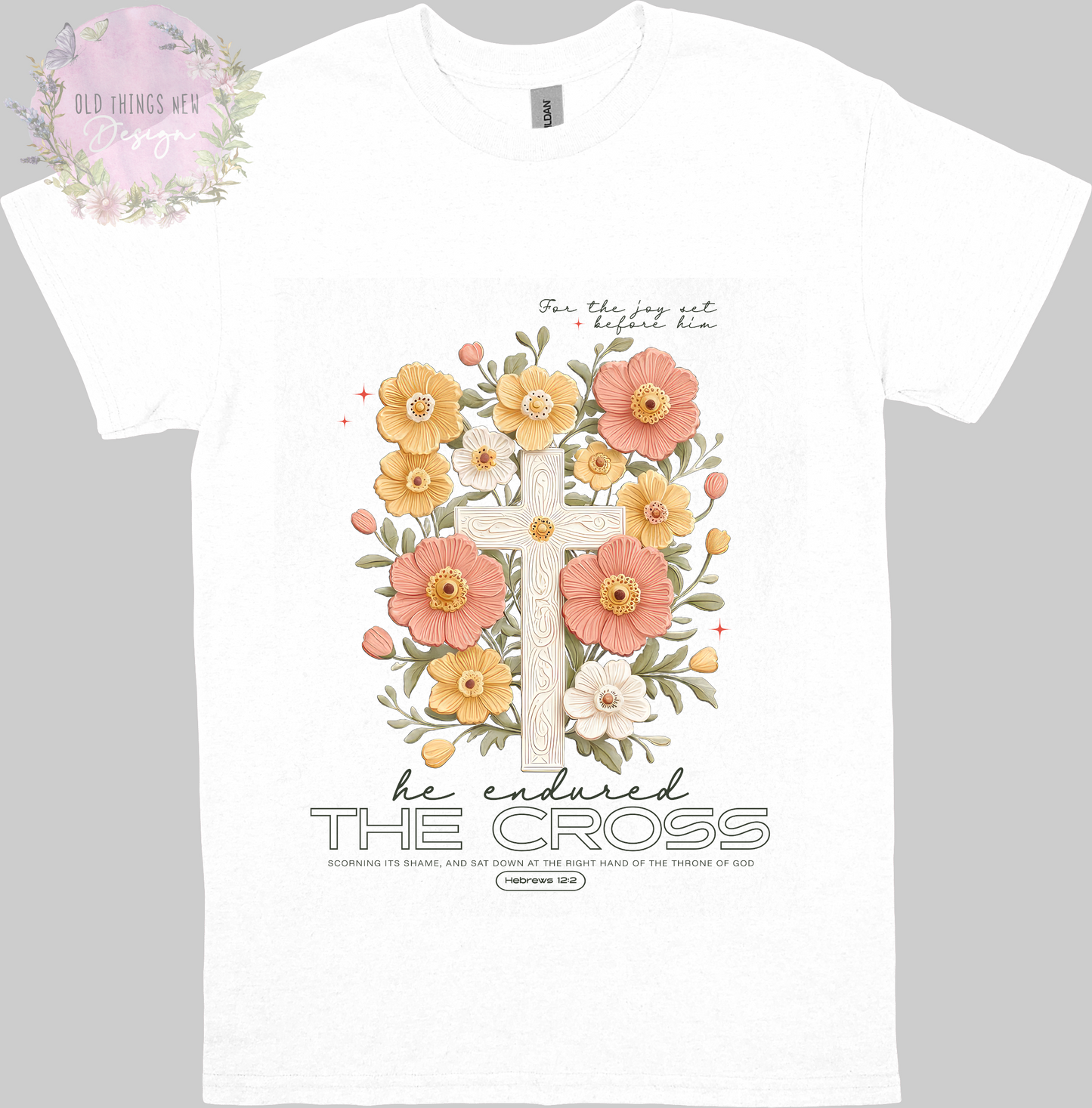 For The Joy Set Before Him (Dark Text) Adults T-Shirt