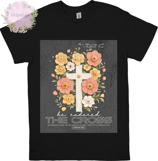 (Copy) For The Joy Set Before Him (Light Text) Adults T-Shirt