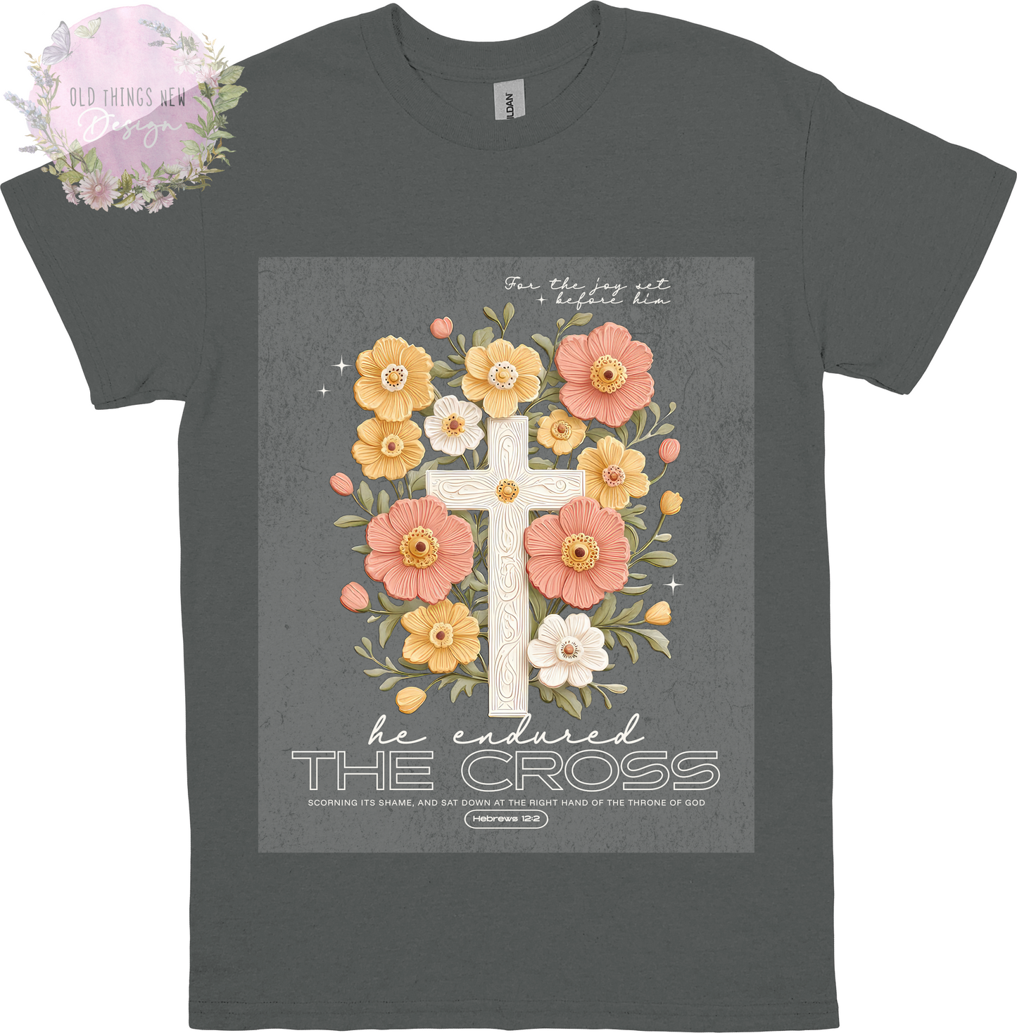 (Copy) For The Joy Set Before Him (Light Text) Adults T-Shirt