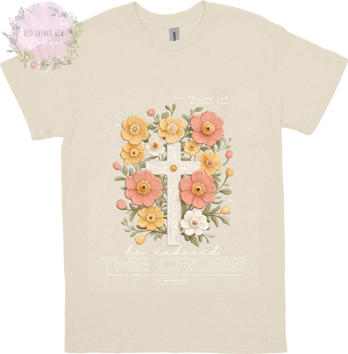 (Copy) For The Joy Set Before Him (Light Text) Adults T-Shirt