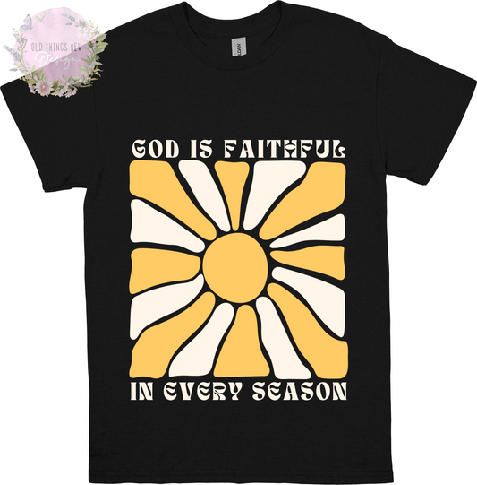 God Is Faithful In Every Season (White/Yellow) Kids T-Shirt