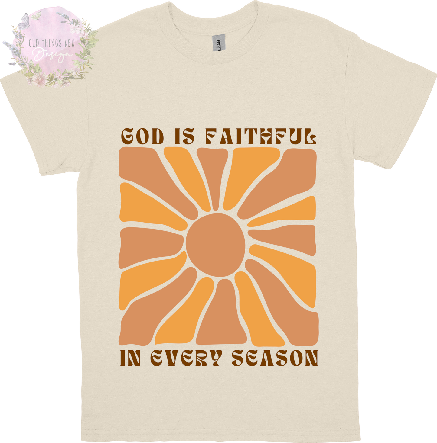 God Is Faithful In Every Season (Mustard/Brown) Adults T-Shirt