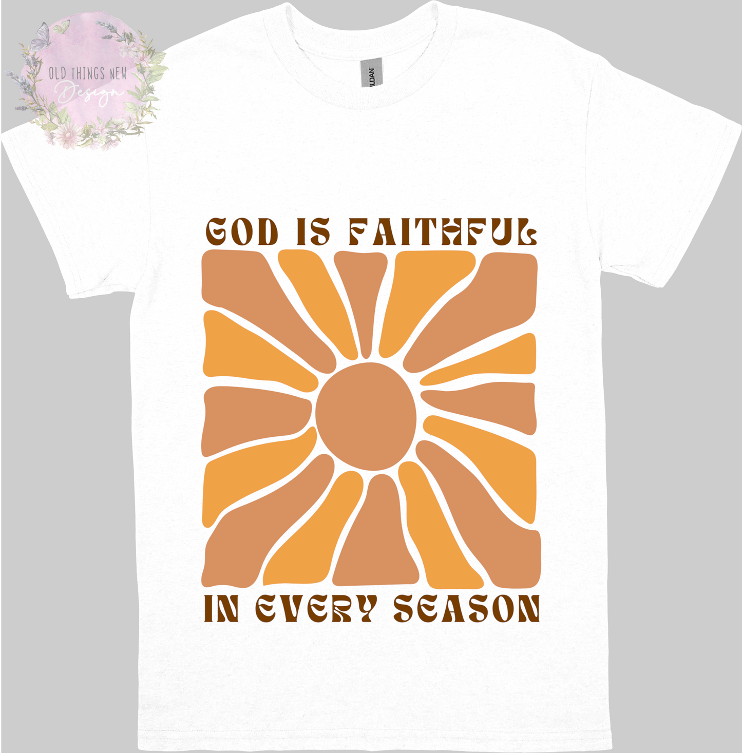 God Is Faithful In Every Season (Mustard/Brown) Adults T-Shirt