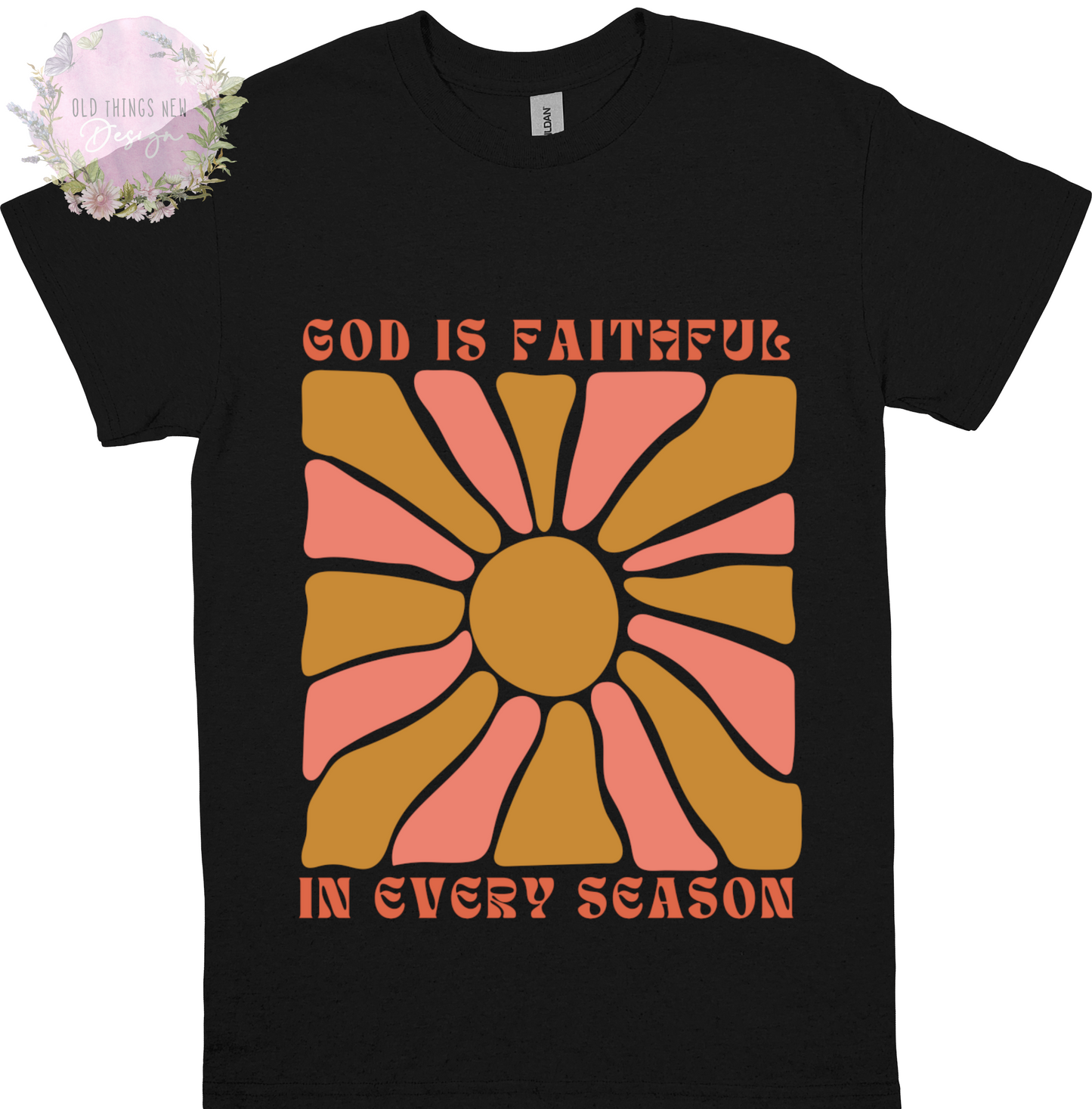 God Is Faithful In Every Season (Pink/khaki) Adults T-Shirt