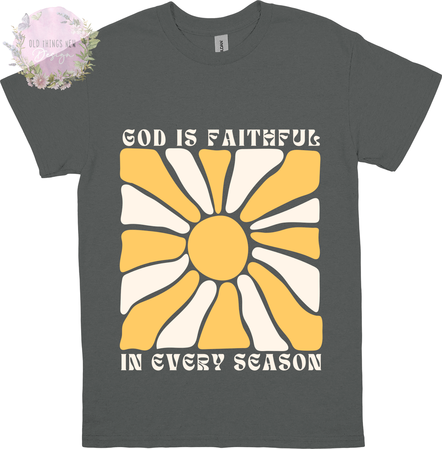 God Is Faithful In Every Season (White/Yellow) Kids T-Shirt
