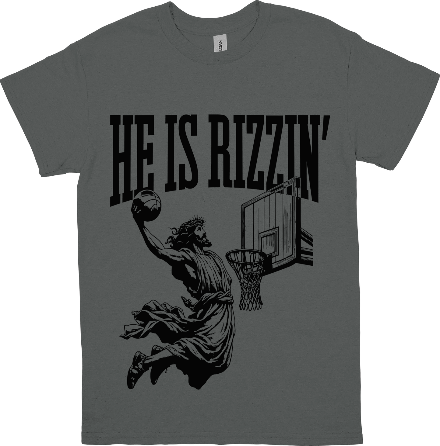 He Is Rizzin (Black) Adults T-Shirt
