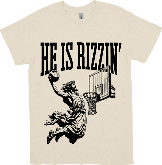 He Is Rizzin (Black) Adults T-Shirt
