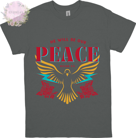He Will Be Our Peace(Red) Adults T-Shirt