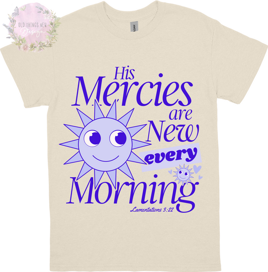 His Mercies Are New (Blue) Kids T-Shirt