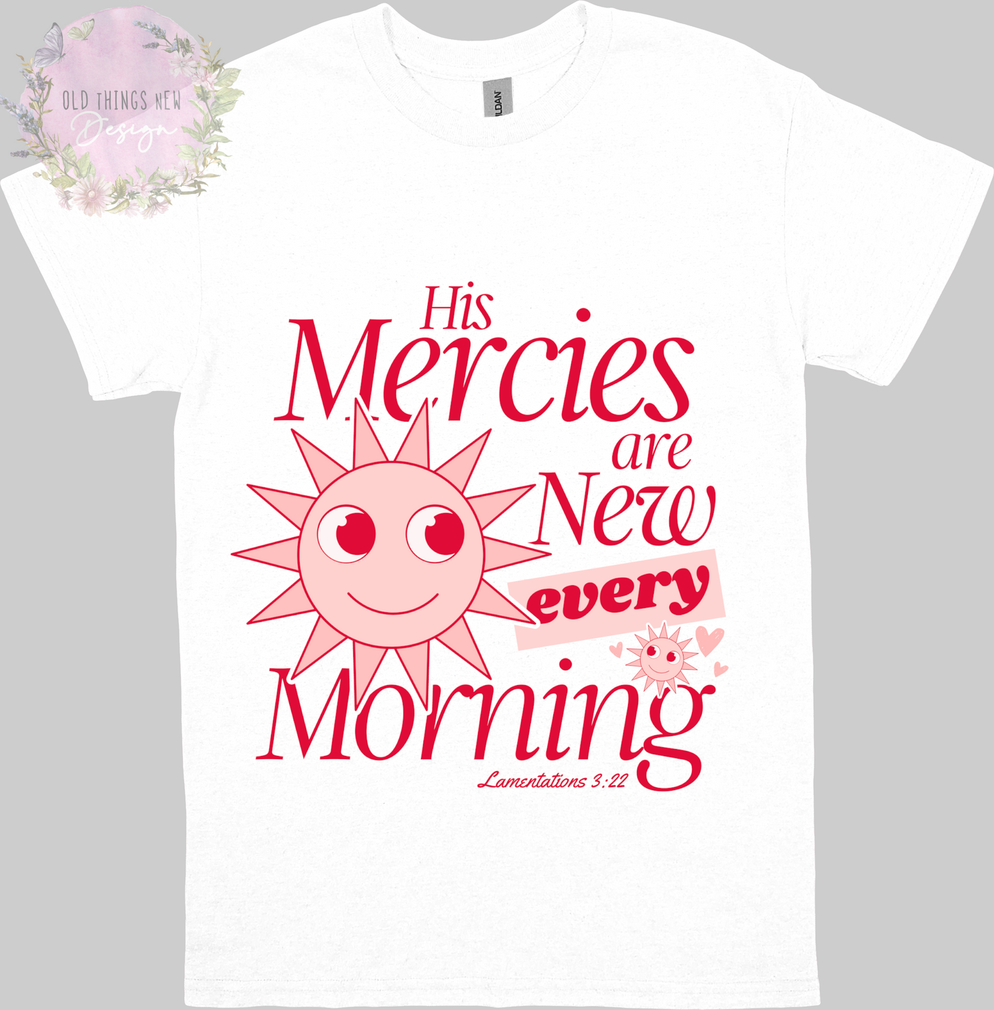 His Mercies Are New (Red) Adults T-Shirt