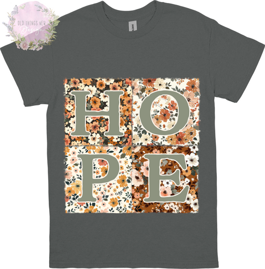 HOPE Floral Patchwork T-Shirt Adults (Light)