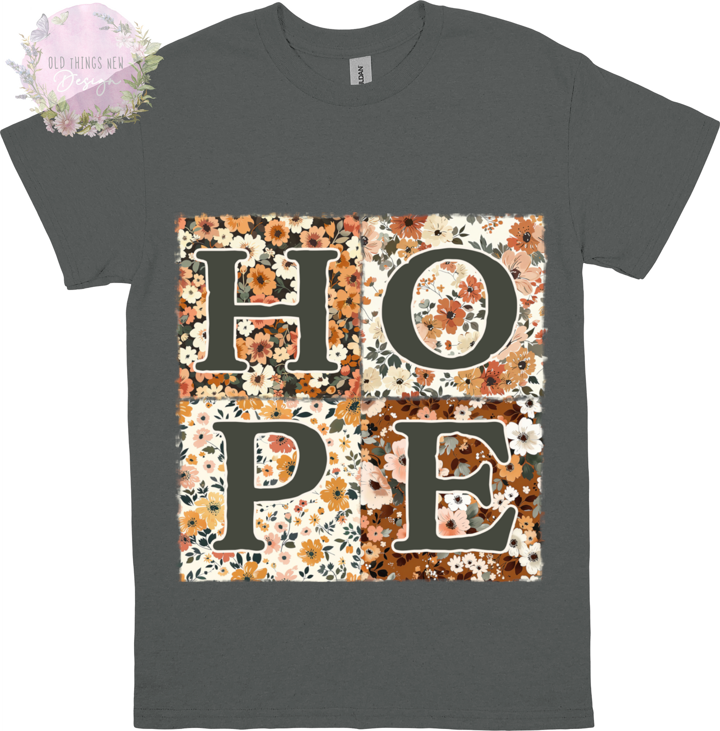 HOPE Floral Patchwork T-Shirt Adults (Dark)