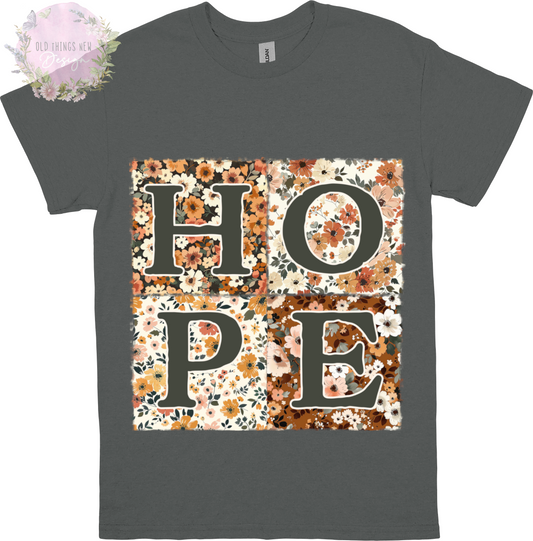 HOPE Floral Patchwork T-Shirt Adults (Dark)