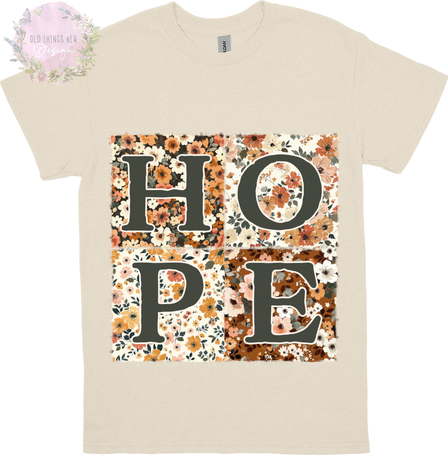 HOPE Floral Patchwork T-Shirt Adults (Dark)