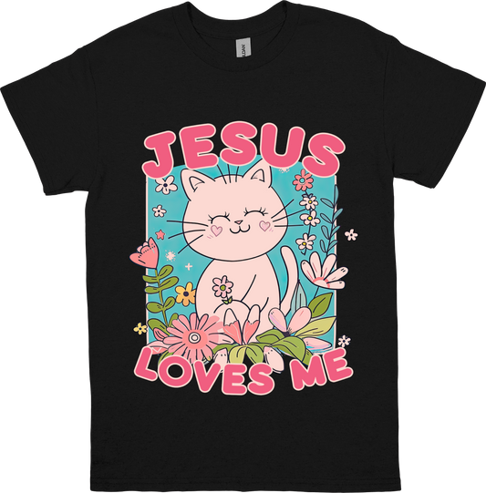 Jesus Loves Me Kitten(Pink) Kids T-Shirt